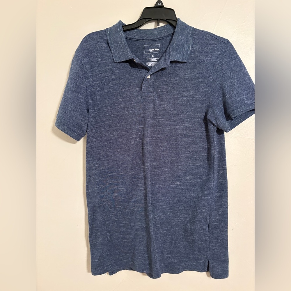 Sonoma Men's Heathered Navy Polo Shirt